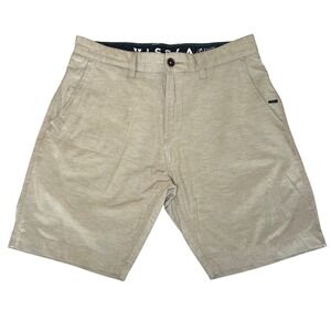 Vissla Mens Hybrid Shorts Khaki Tan Upcycled Poly Cotton Stretch Size 30